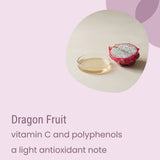 A halved dragon fruit and a petri dish rest on a light surface. Below, text highlights vitamin C, polyphenols, and gentle antioxidant benefits—perfect inspiration for Biotaderm’s Core Oily Sensitive Everyday Moisturiser. Enriched with plant oils, this formula is designed to nourish even oily, sensitive skin.