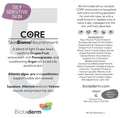 Biotaderm Core — Oily Sensitive label displays product details, key ingredient Cold-Pressed Organic Oil, usage directions, full ingredients, 150ml volume, and manufacturer info; a light body moisturiser ideal for oily, sensitive skin.