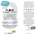 Product label for Biotaderm Flow — Balanced, a light face moisturiser for balanced skin. Includes ingredients, product benefits, and contact info. Features pale colors and a clean design.