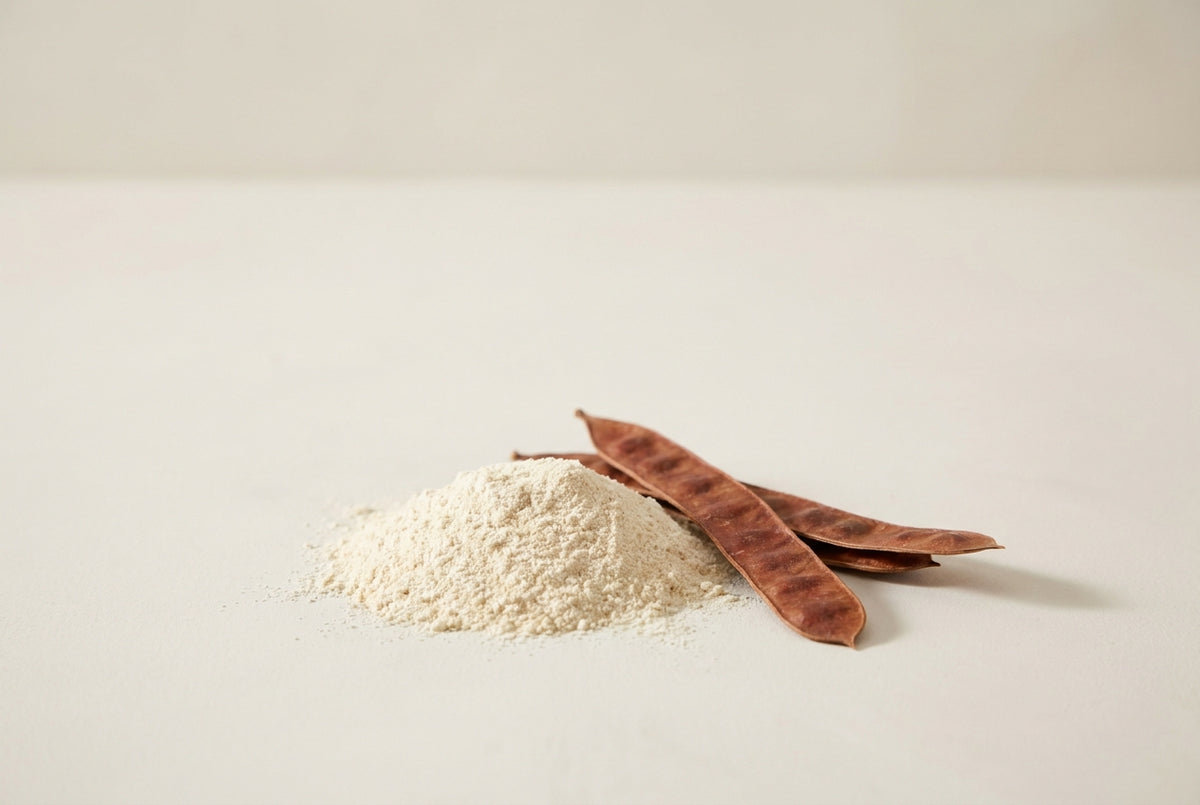 Tara gum, the purified seed powder, milled cold, and nothing else.