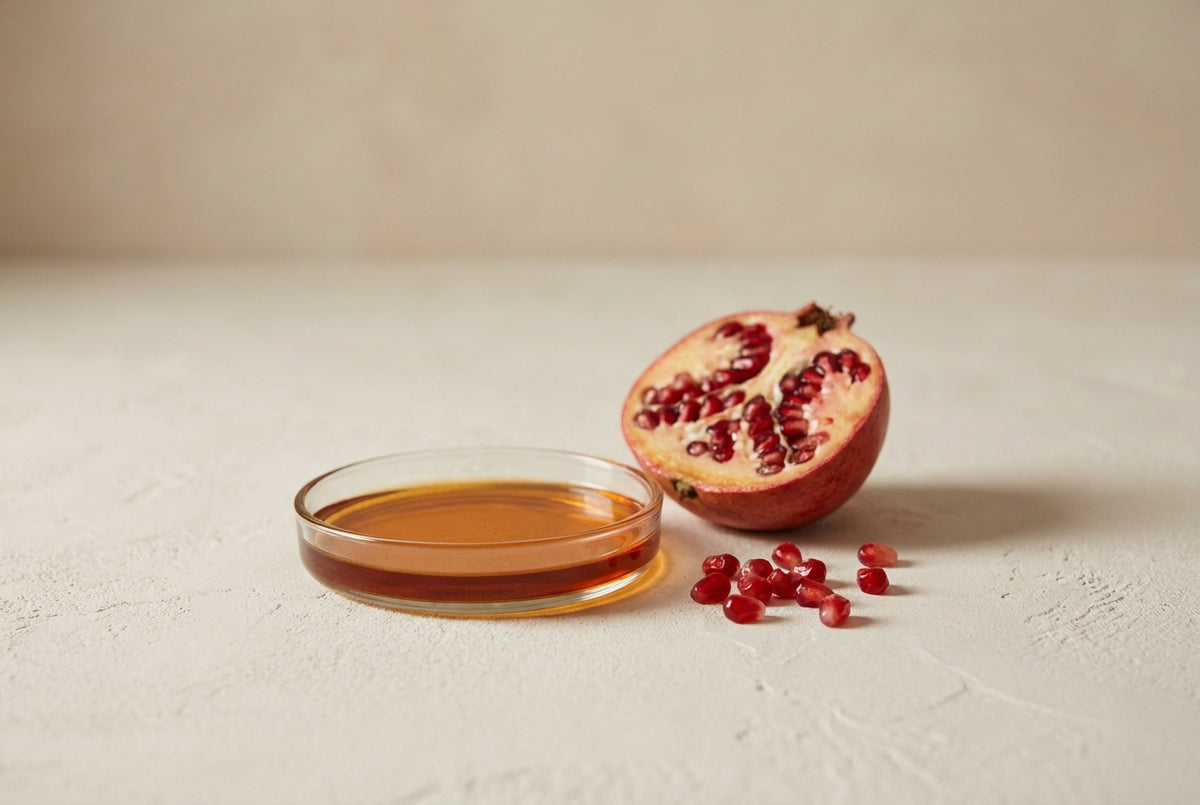 Pomegranate seed oil, pressed from the seeds within the fruit.